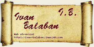 Ivan Balaban vizit kartica